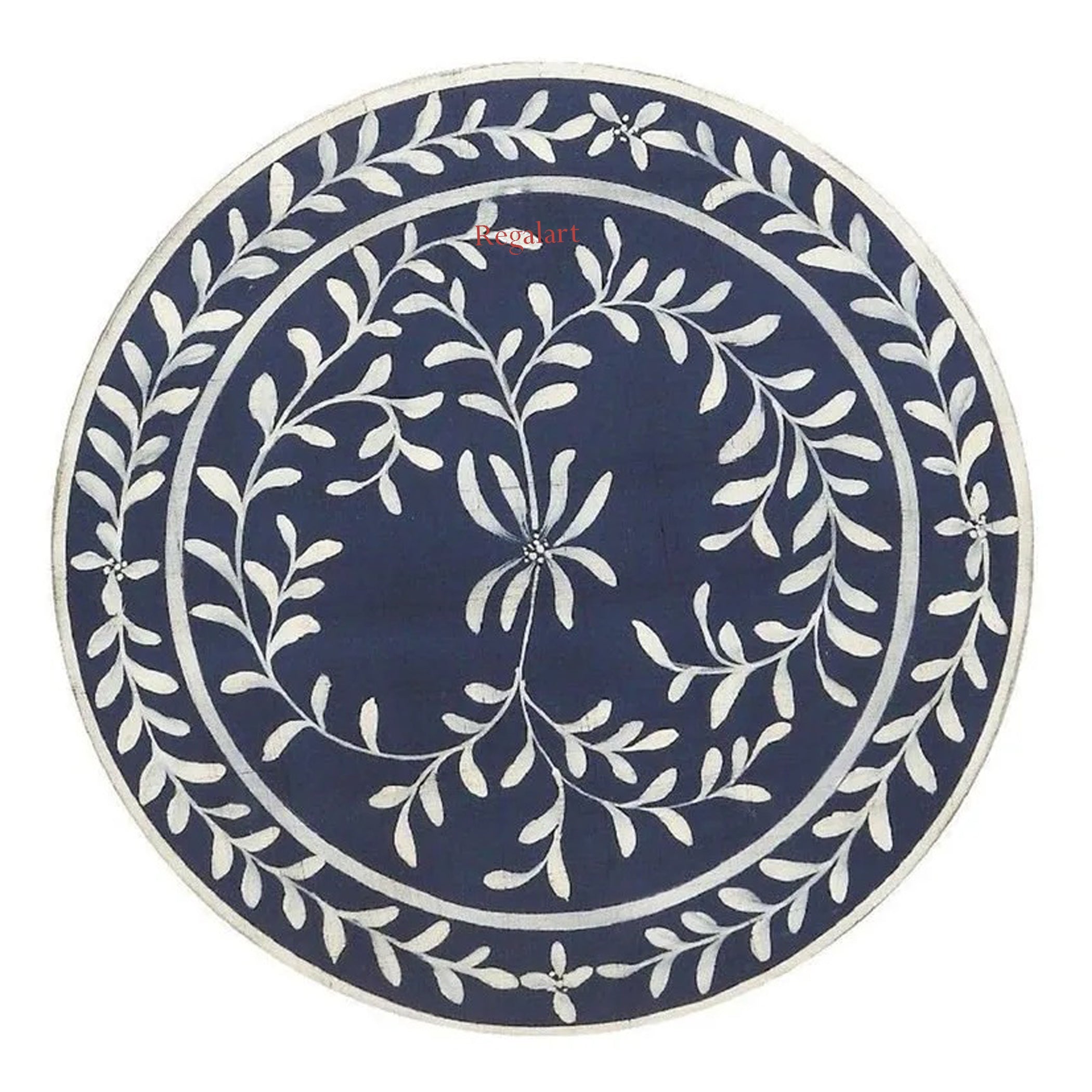 Luxury Bone Inlay End Table | Floral Round Stool Decor