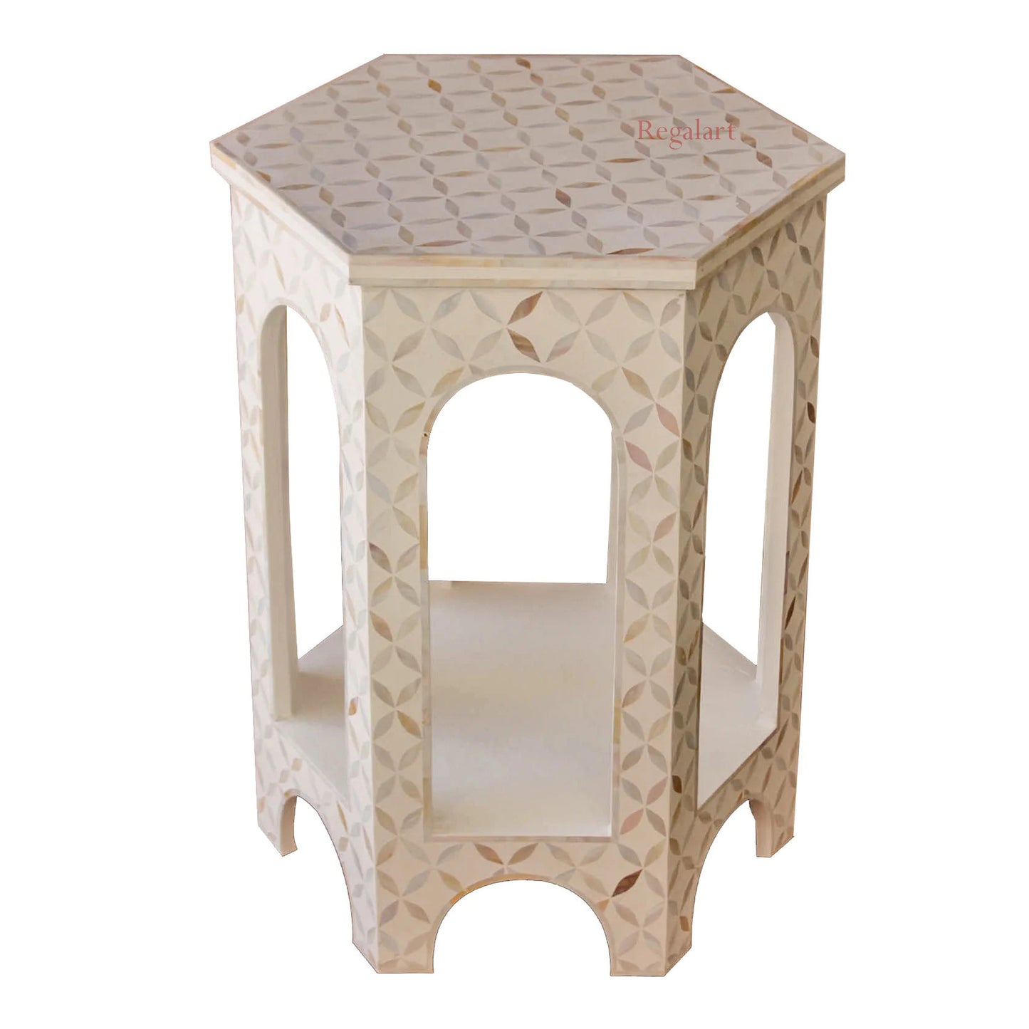 Mother of pearl Unique Pettan Round End Table Decorative Design Side Table Stool