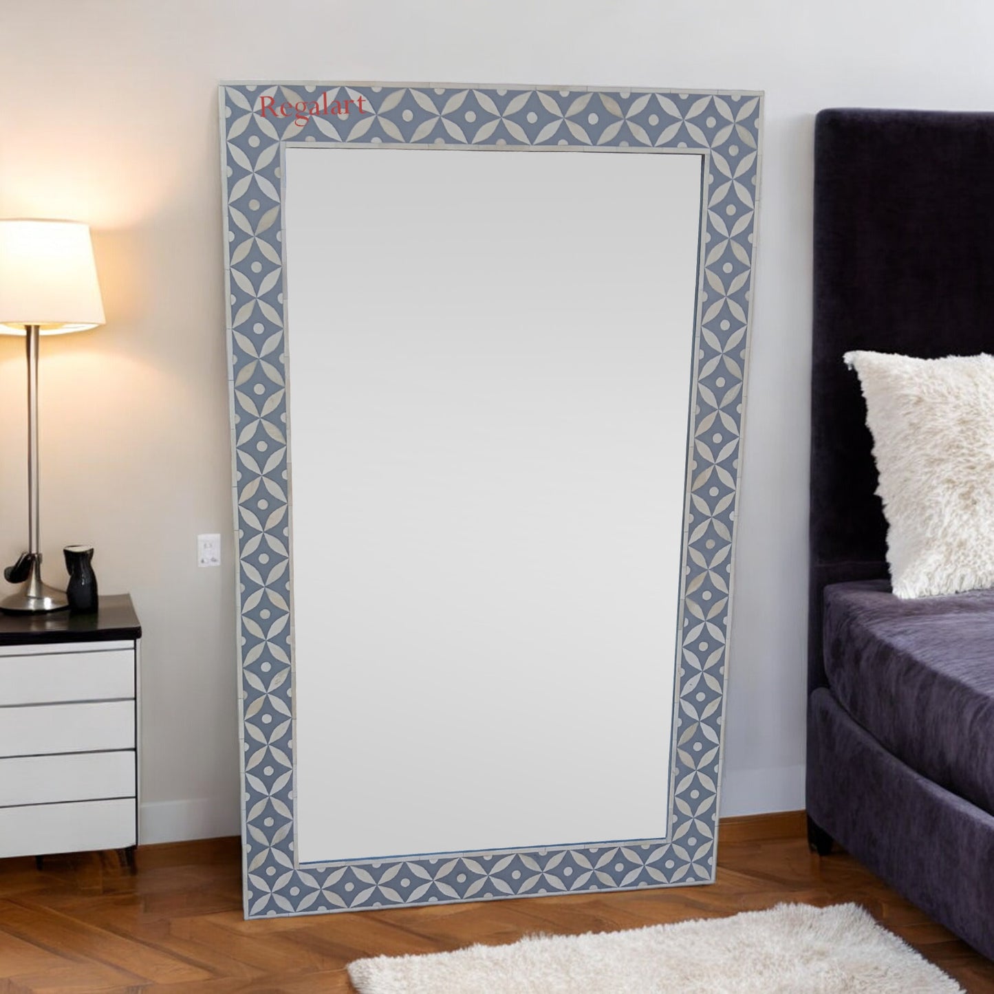 Bone Inlay Mirror frame for bedroom Handmade wall decor Unique Pattern Home Decor Art