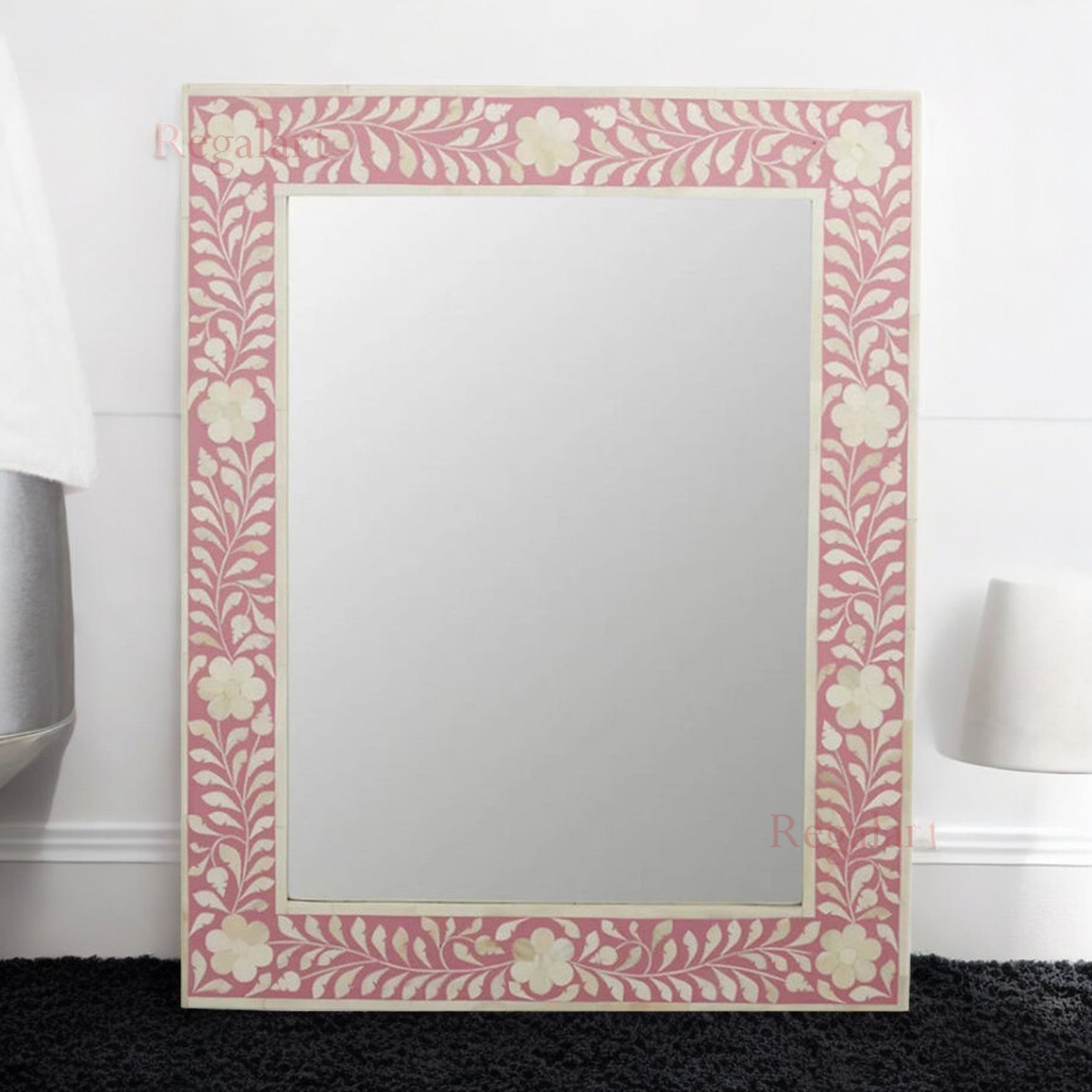 Bone Inlay Wall Mirror Frame Decorative Handmade Home Decor Art