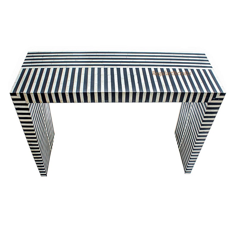 Bone Inlay Wooden Modern Waterfall/Stripped / Pattern Console Table Furniture. Bone Hall Table, Living Room, Bone Inlay Furniture
