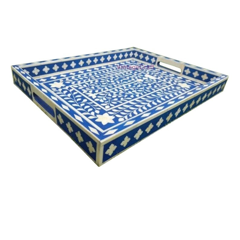 Bone Inlay Kitchen Serving Tray – Handmade Artisanal Tray for Home Decor & Gifting