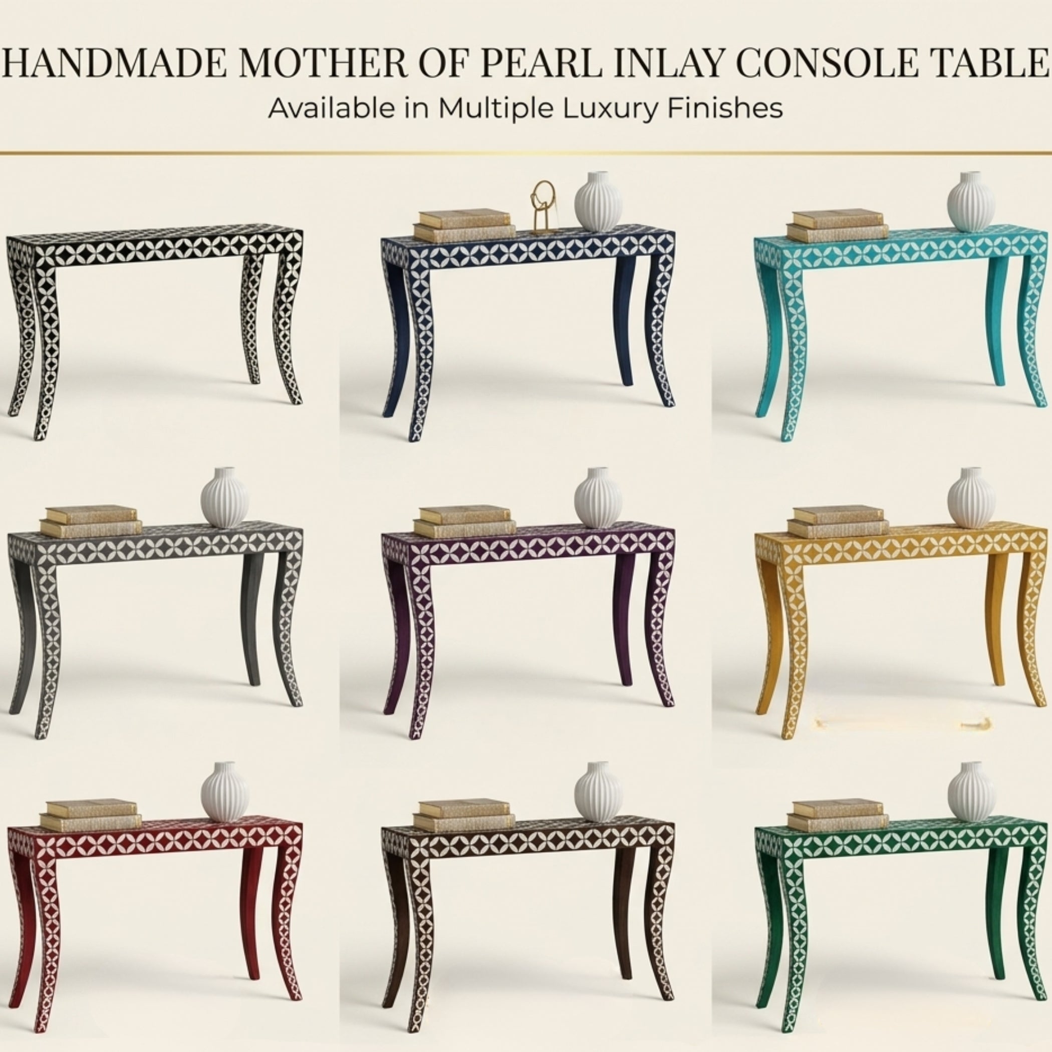 Mother of Pearl Console Table Handmade Luxury Entryway Decor