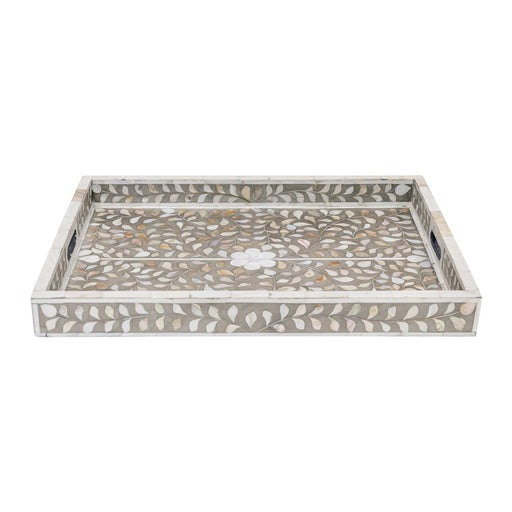 Mother of Pearl Inlay Floral Pattern Kitchen Serving Tray Beautiful Decorative Tray Home Decor Art