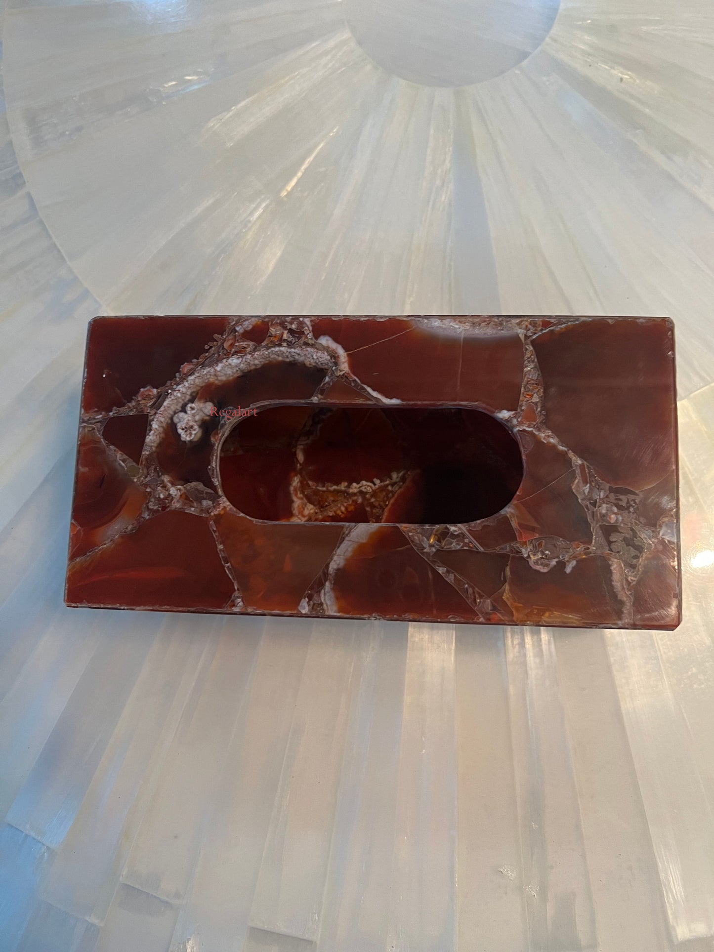 Tissue Box, Napkin Holder, Tissue Holder –Handmade Red Onyx Stone Napkin Paper