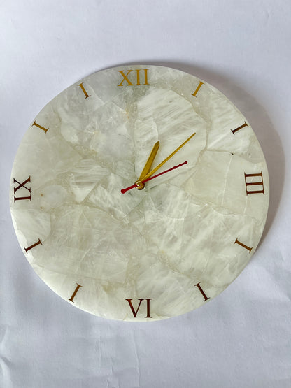 Quartz Wall Clock- Handmade Gemstone Luxury Decor
