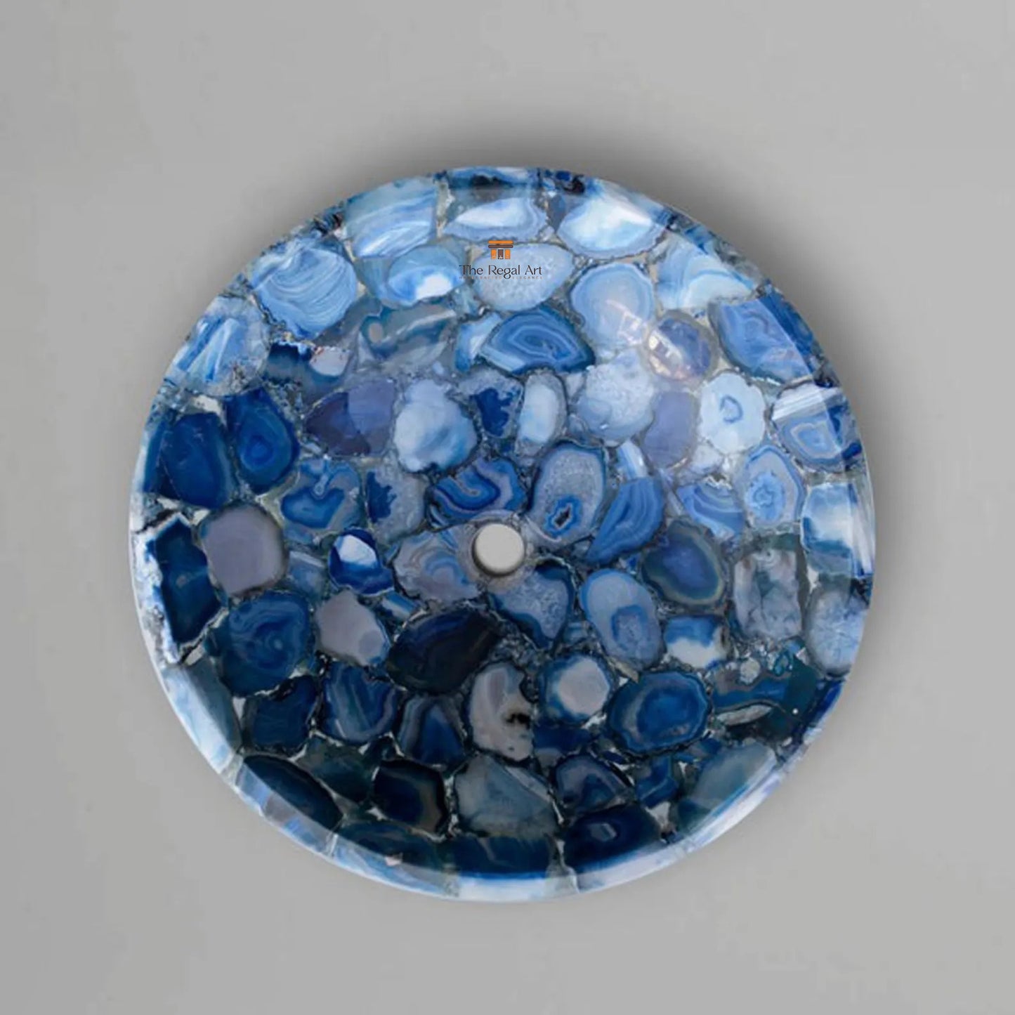 Blue Agate Stone Sink: Luxury Handmade Crystal Vessel Basin
