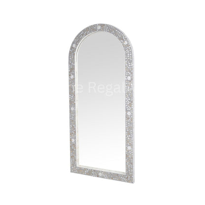 Handmade Mother of Pearl Inlay Floor Mirror – Arched Floral Design