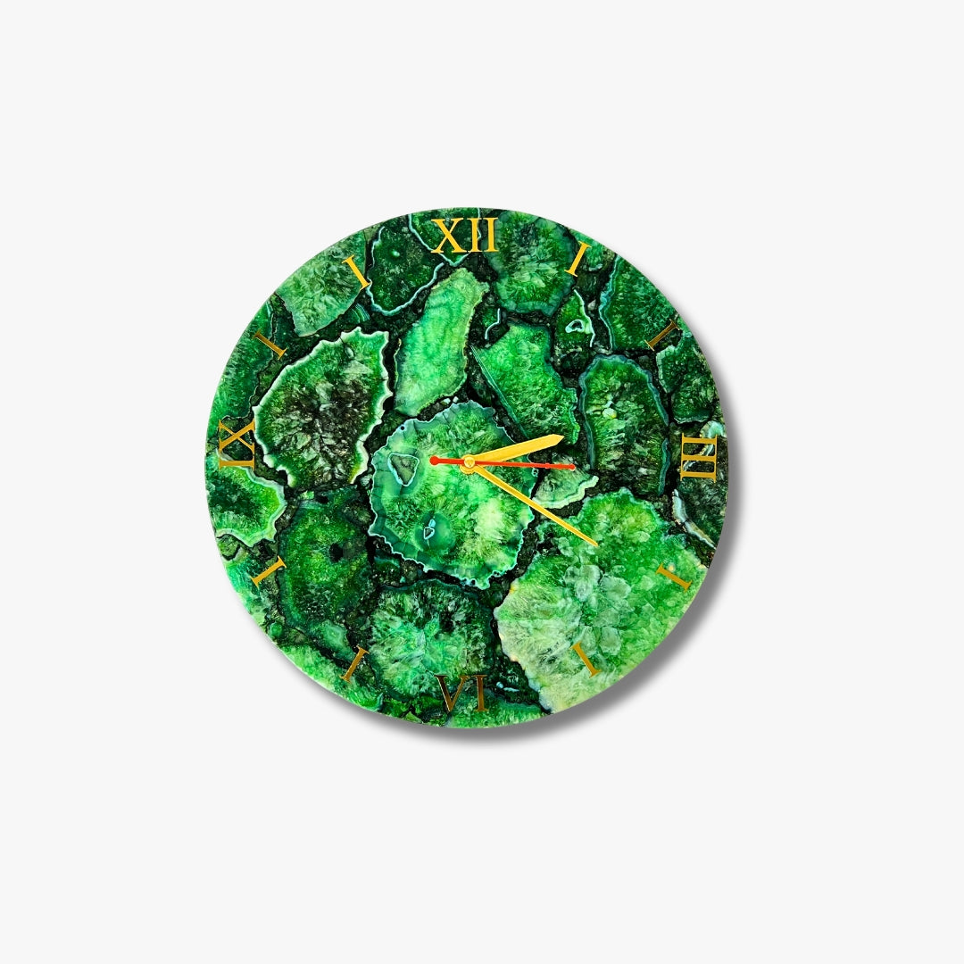 Green Agate Wall Clock- Gemstone Clock