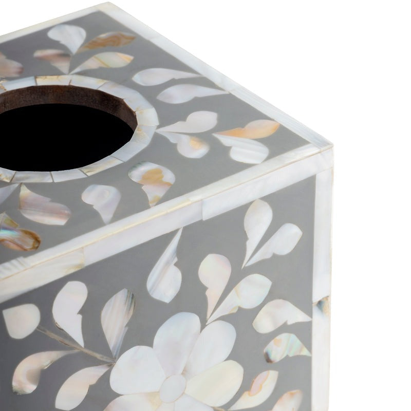 Mother of Pearl Tissue Box Handmade Floral Pattern