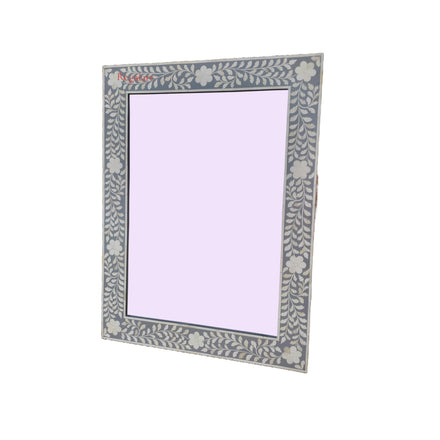 Floral Pattern Bone Inlay Wall Mirror - Handmade Decorative Mirror Frame for Home | The Regal Art