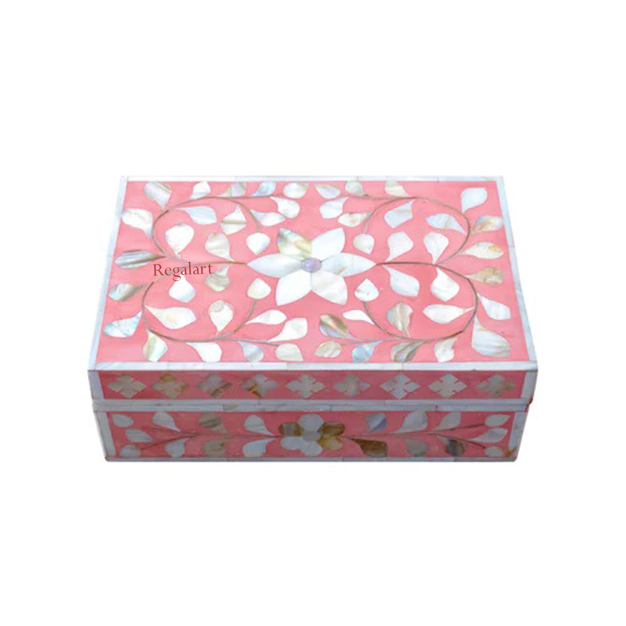 Mother of pearl Inlay Jewelry Box With a Floral Design Storage Handmade For Home Decor Gift Box