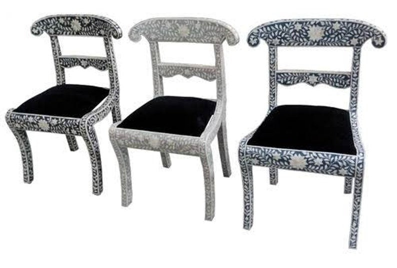 Bone Inlay Chair - Handmade Floral Chair - Luxury Furniture