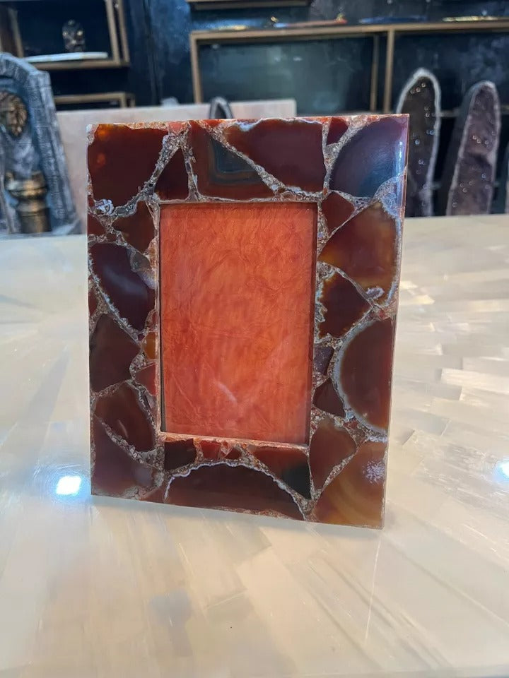 Natural Red Onyx Photo Frame | Unique Couple Gift Decor