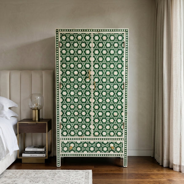 Handcrafted Bone Inlay Storage Wardrobe | Luxury Home Decor