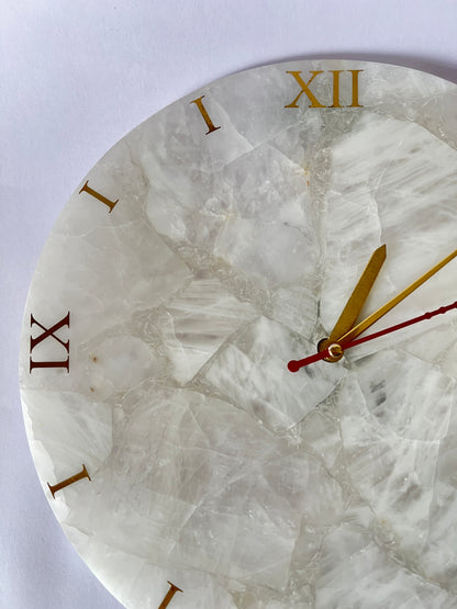Quartz Wall Clock- Handmade Gemstone Luxury Decor