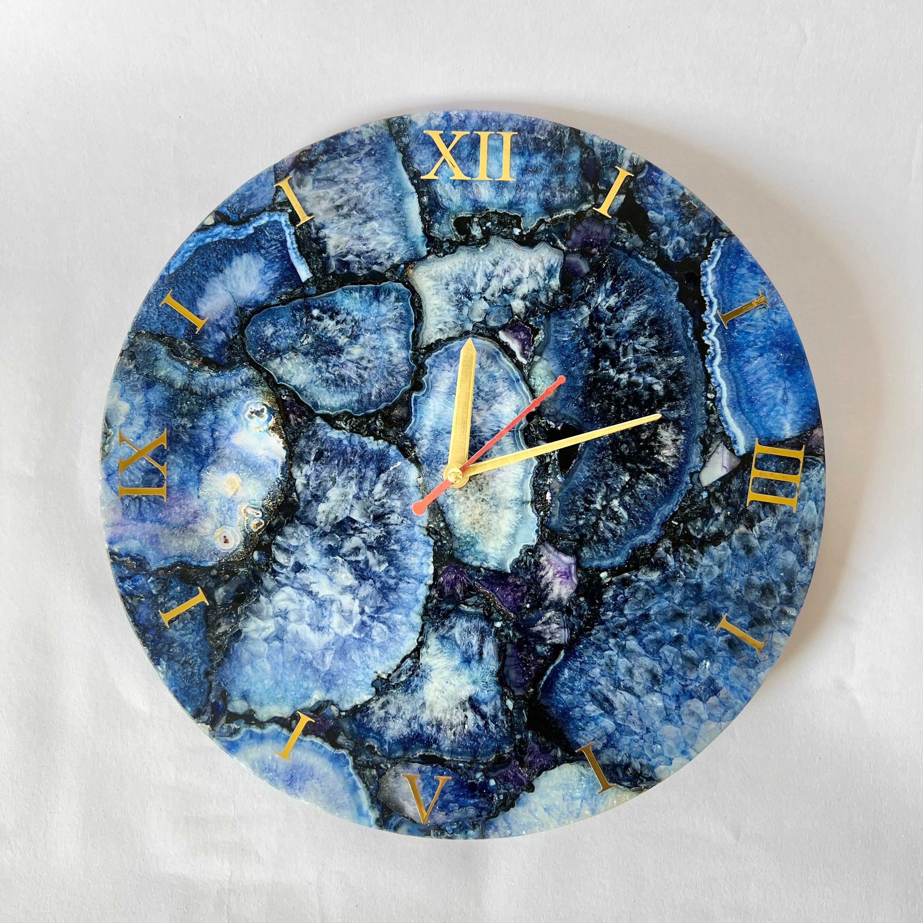 Agate Wall Clock | Blue Natural Stone Living Room Decor