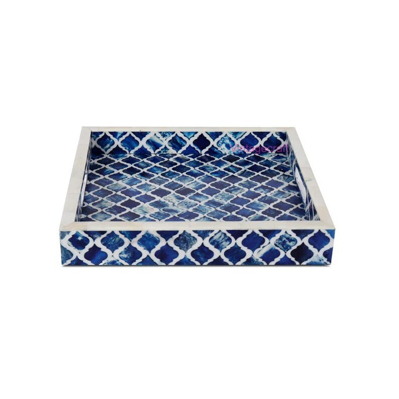 Luxury Blue Bone Inlay Tray for Coffee Table & Vanity