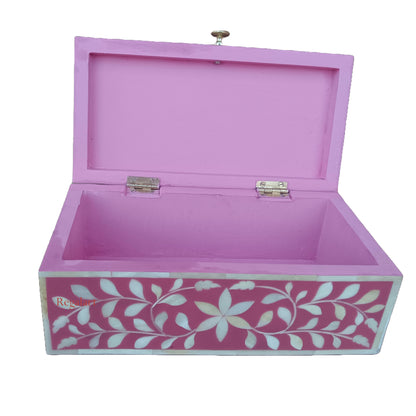 Bone Inlay Floral Design Jewelry Box Decorative Box Artisanal storage box for home Decor Art