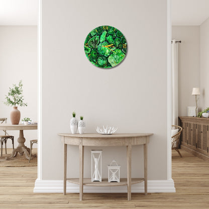 Green Agate Wall Clock- Gemstone Clock