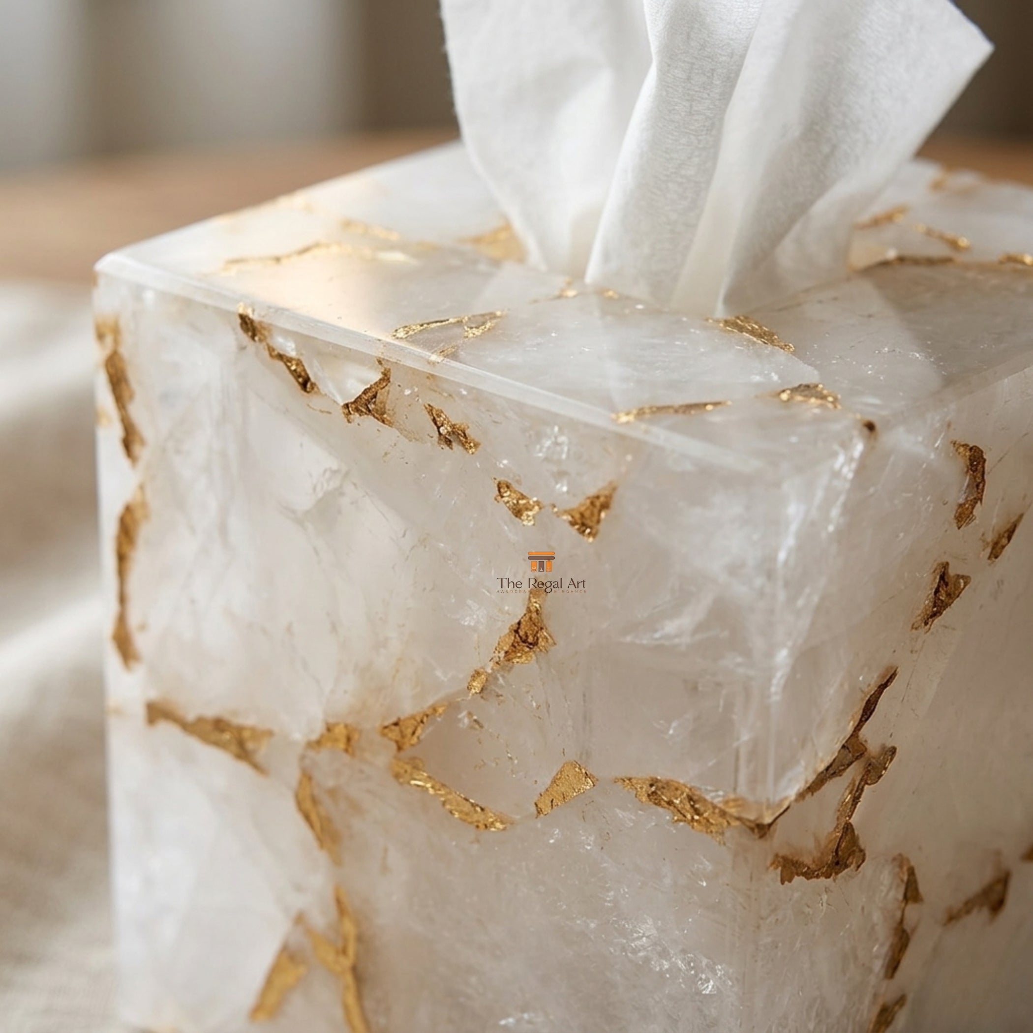 Handmade Quartz Tissue Box Cover | Elegant Decor Art