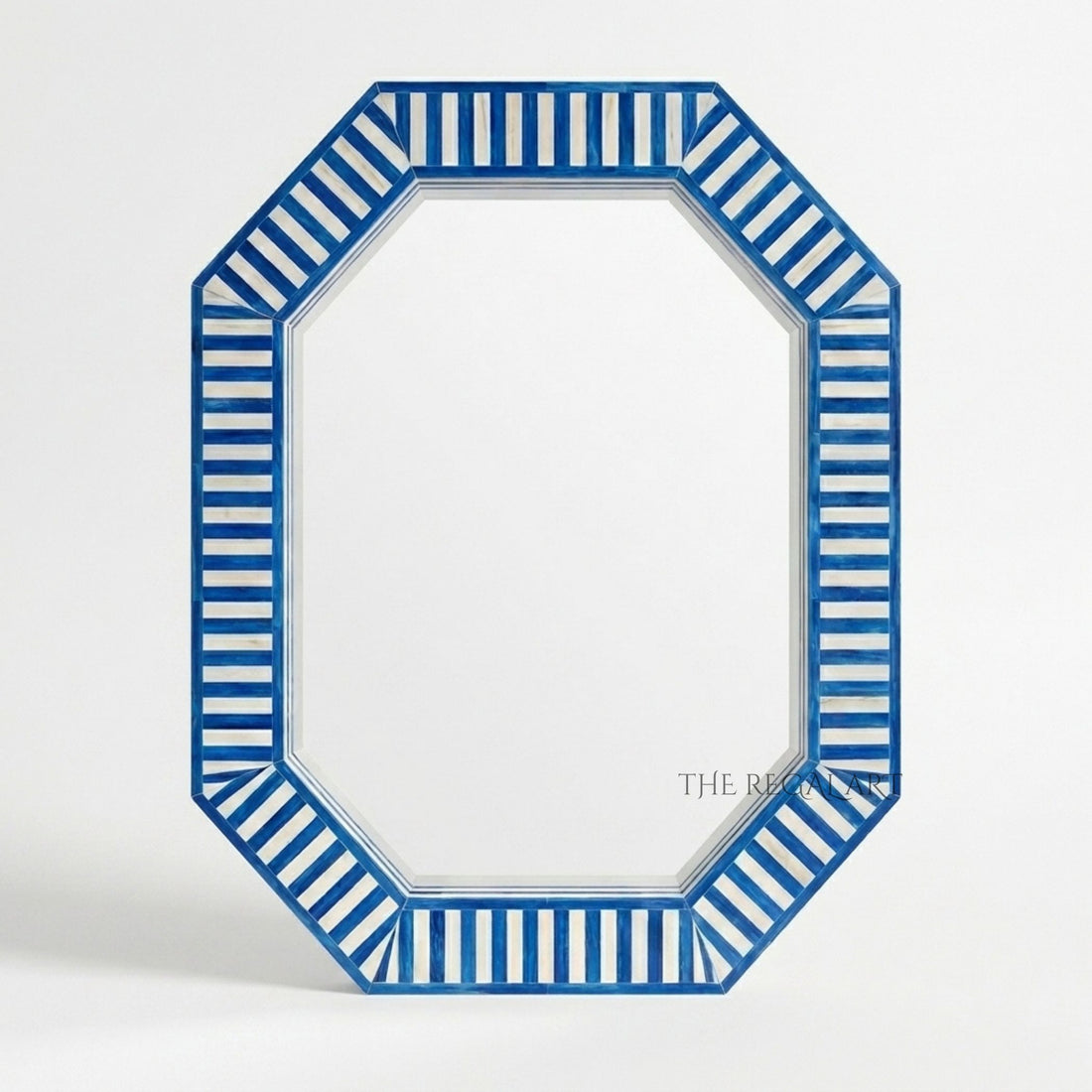 Handmade Blue Bone Inlay Octagon Mirror | Luxury Home Decor