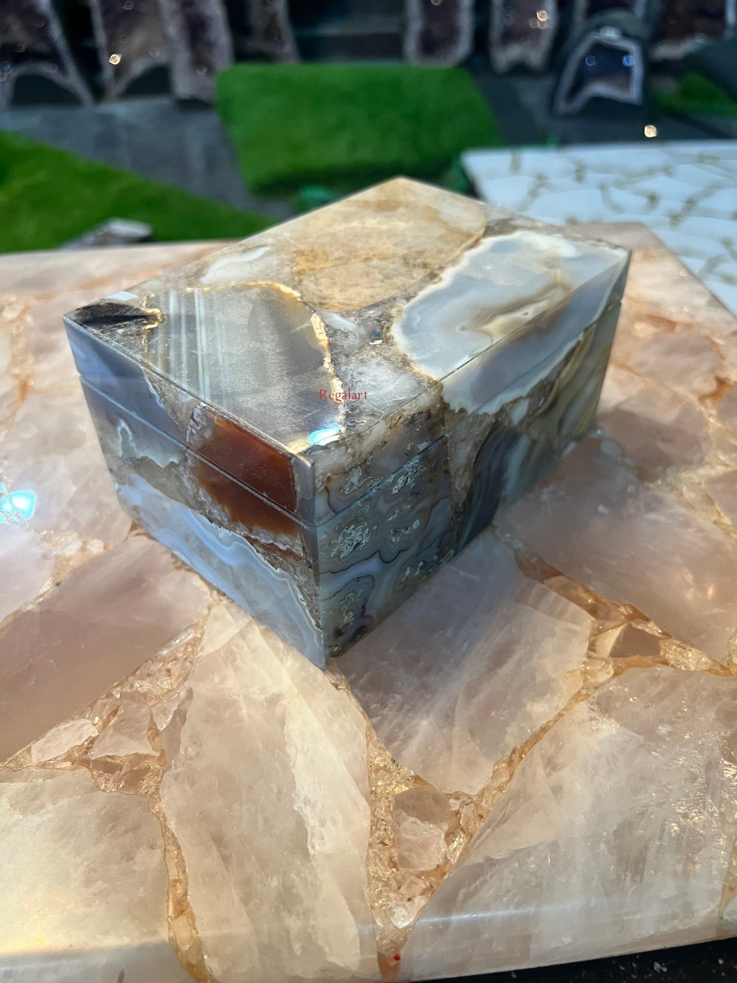 Jewellery Box, Storage Box, Mix Agate Stone Home Decorative