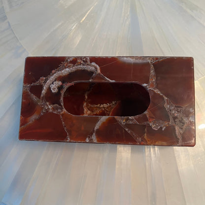 Tissue Box, Napkin Holder, Tissue Holder –Handmade Red Onyx Stone Napkin Paper