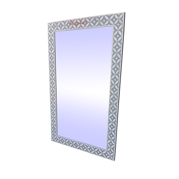 Patterned Bone Inlay Wall Mirror - Handmade Modern Bedroom Wall Decor Mirror Frame | The Regal Art