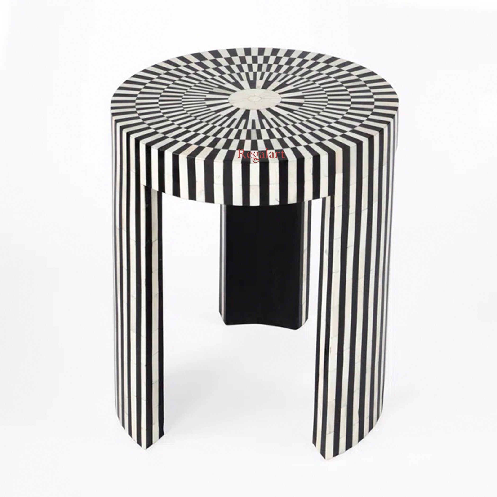 Handmade Bone Inlay Stool Nightstand Corner Table End Stool Home Decor Art