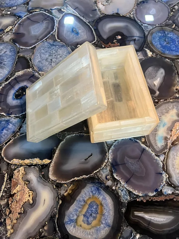 Selenite Jewelry Box | Luxury Gemstone Storage Decor