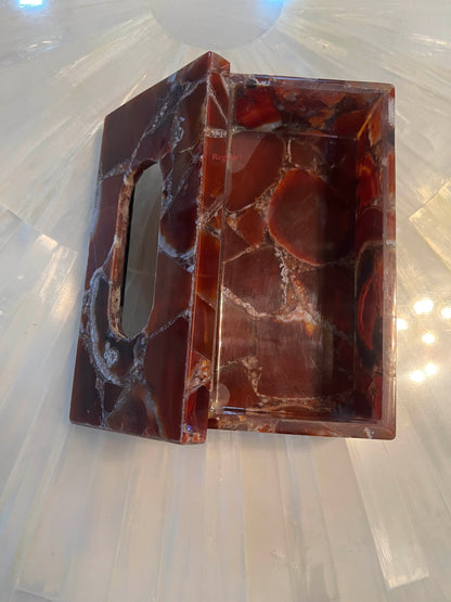 Tissue Box, Napkin Holder, Tissue Holder –Handmade Red Onyx Stone Napkin Paper