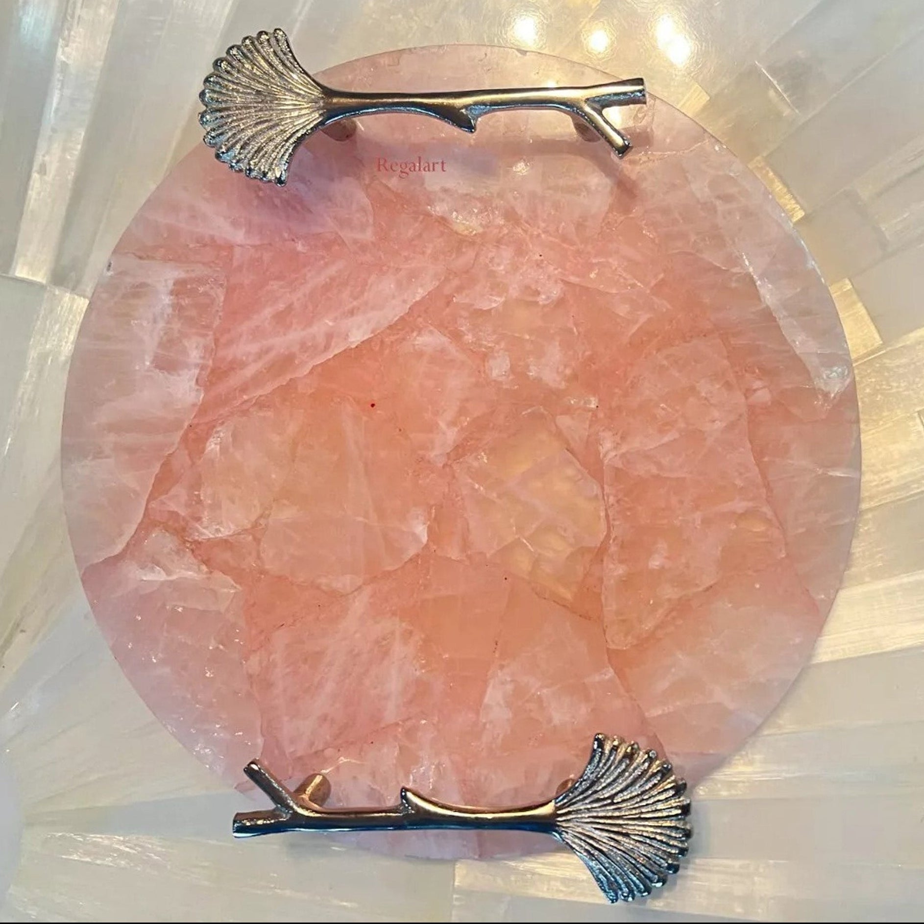 Rose Quartz Serving Tray | Luxury Tray Home Decor Gift