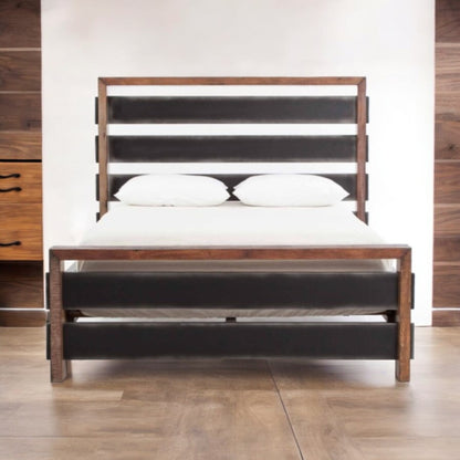 "Handmade king or queen solid reclaimed wooden bed for bedroom decor."