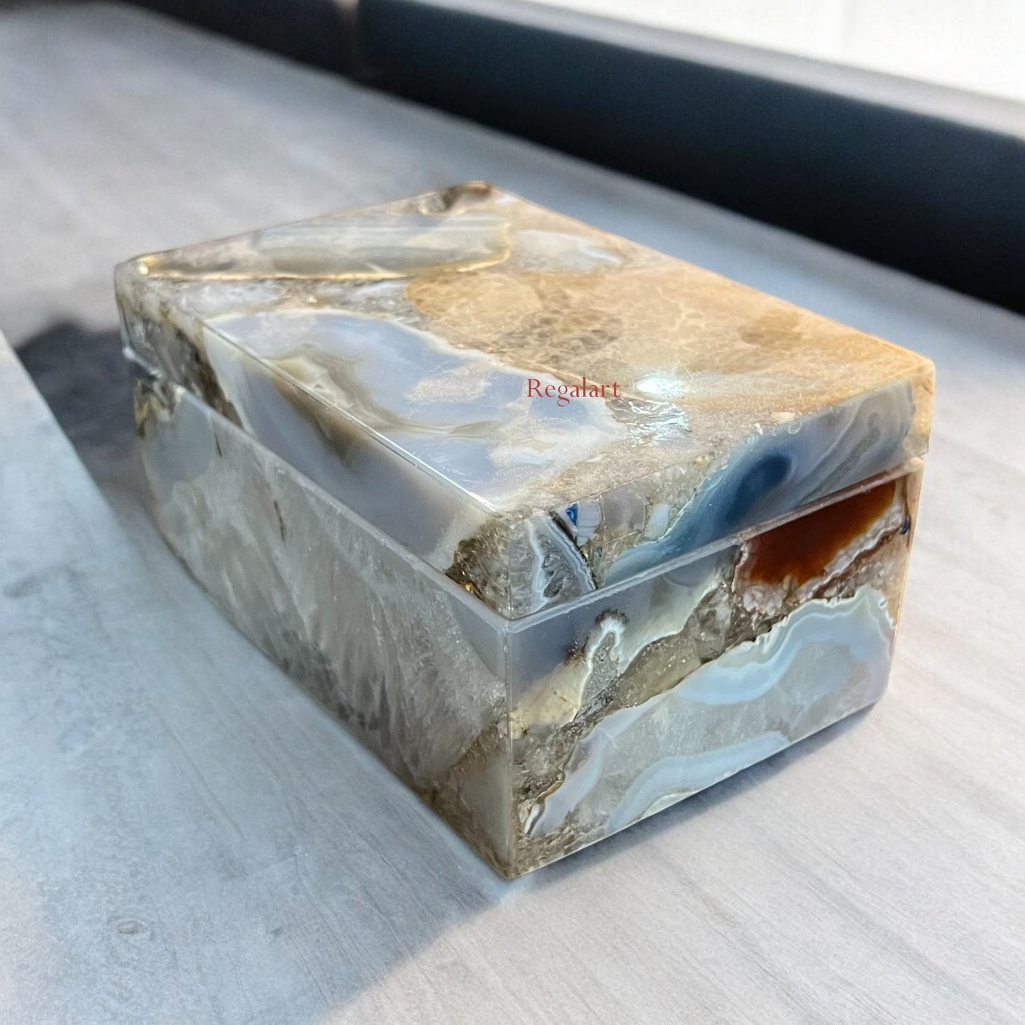 Jewellery Box, Storage Box, Mix Agate Stone Home Decorative