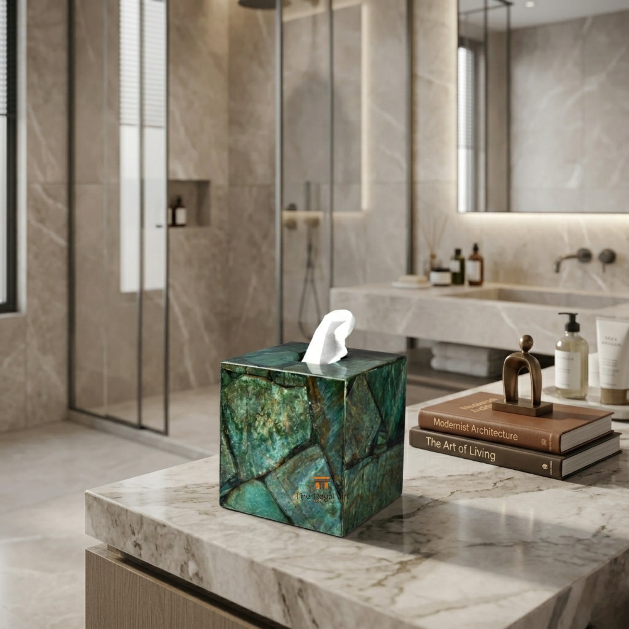 Green Aventurine Tissue Box | Handmade Luxury Decor