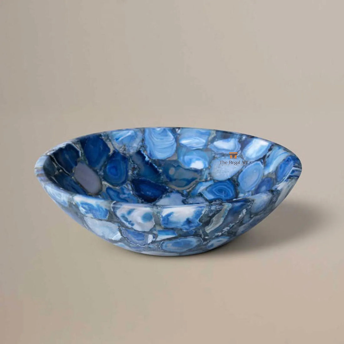 Blue Agate Stone Sink | Handmade Luxury Crystal Vessel Basin