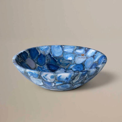 Blue Agate Stone Sink: Luxury Handmade Crystal Vessel Basin