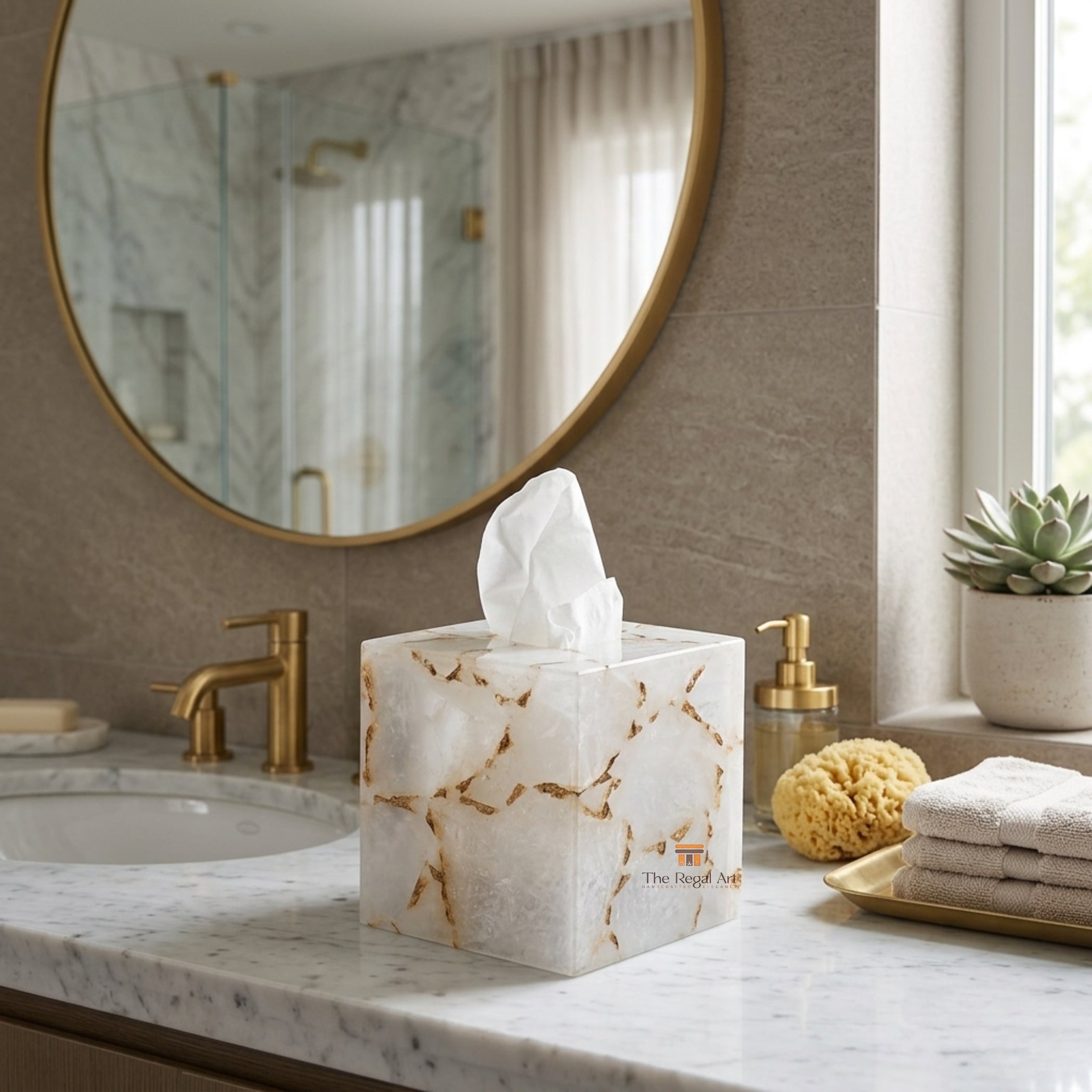 Handmade Quartz Tissue Box Cover | Elegant Decor Art