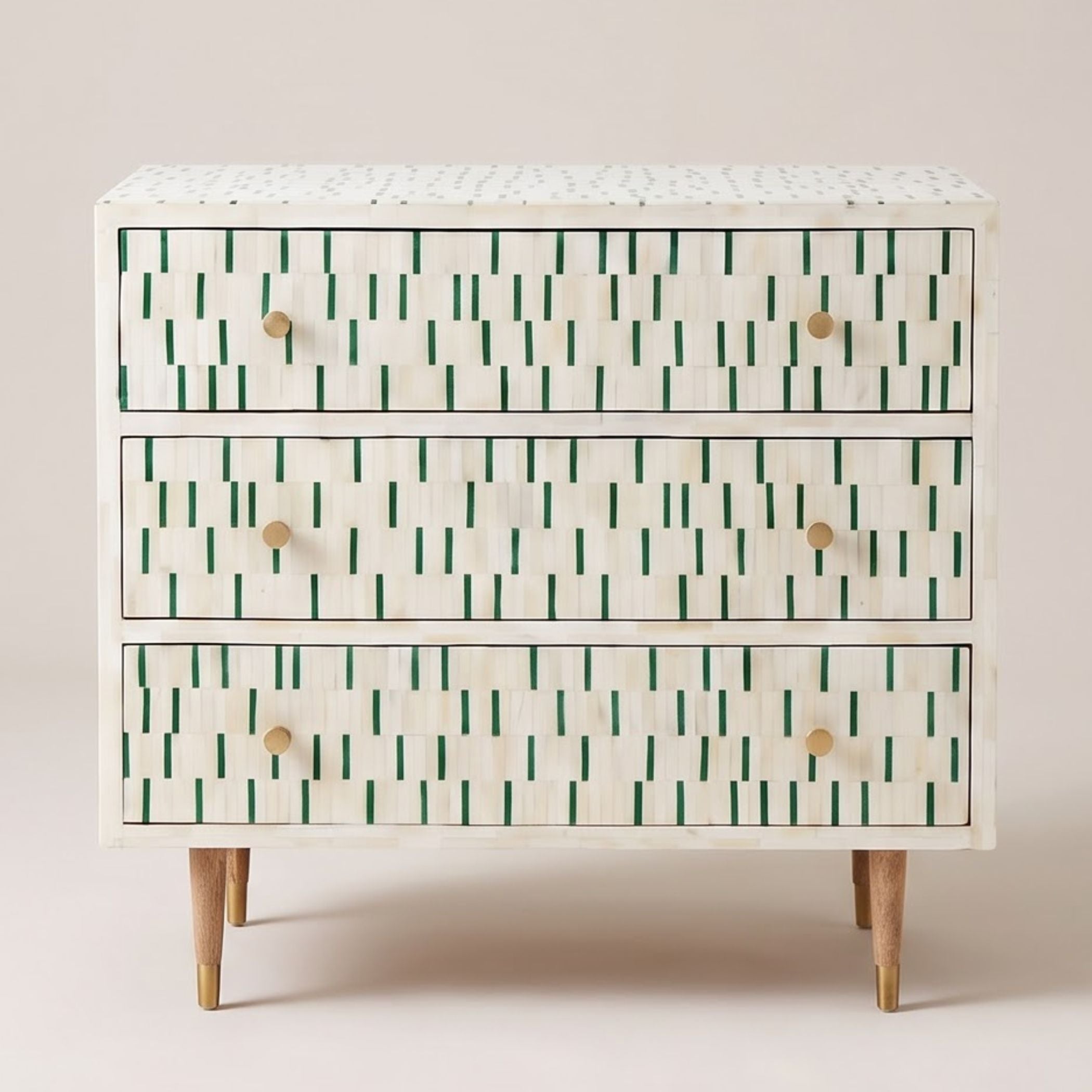 Geometric Bone Inlay Chest of Drawers