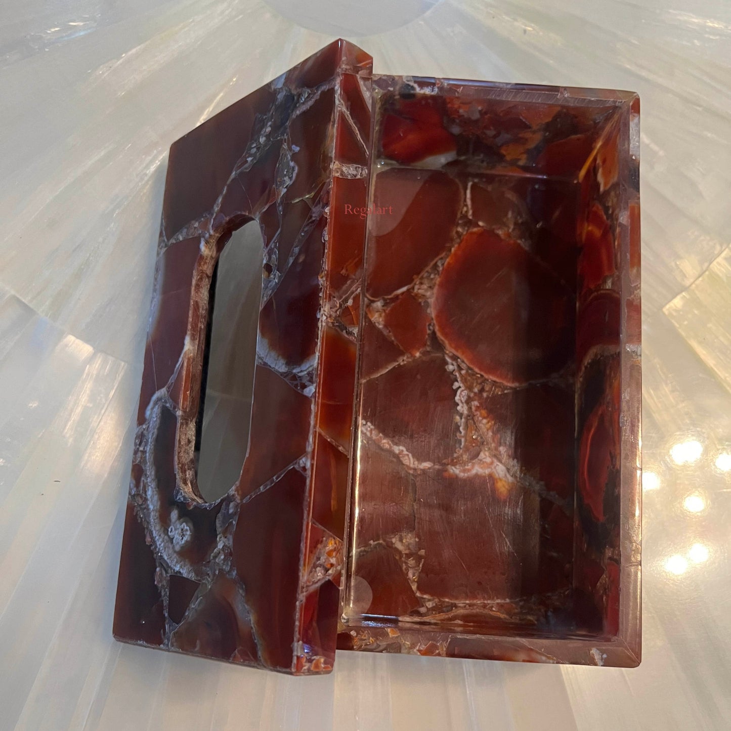 Tissue Box, Napkin Holder, Tissue Holder –Handmade Red Onyx Stone Napkin Paper