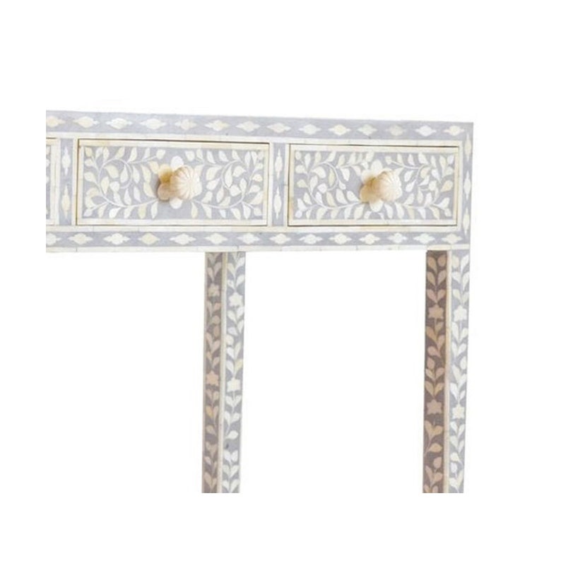 Console Drawer Table Bone Inlay Floral Design Home Decor Art Gift