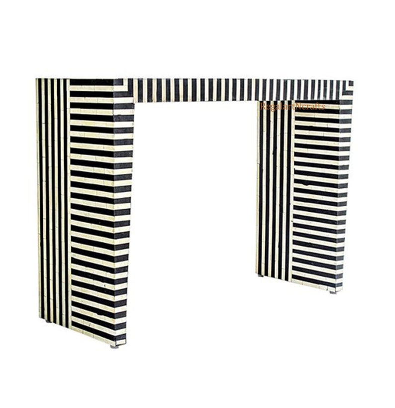 Bone Inlay Wooden Modern Waterfall/Stripped / Pattern Console Table Furniture. Bone Hall Table, Living Room, Bone Inlay Furniture