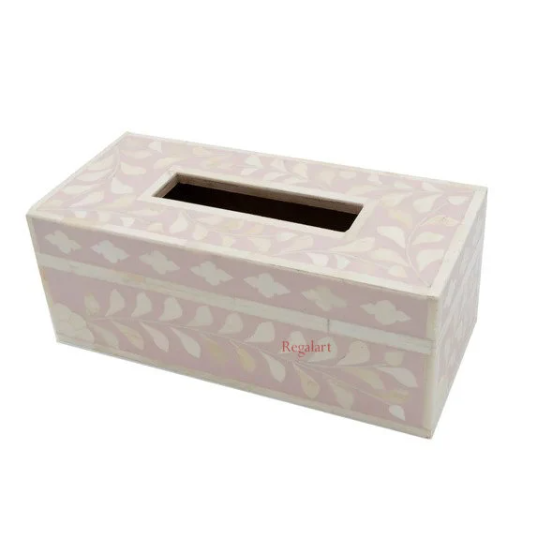 Bone Inlay Handmade Floral Pattern Tissue Paper Box Home Decor