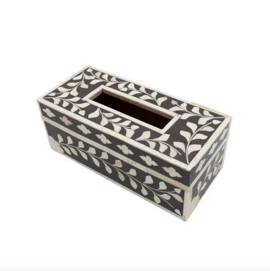 Bone Inlay Handmade Floral Pattern Tissue Paper Box Home Decor