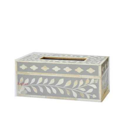 Bone Inlay Handmade Floral Pattern Tissue Paper Box Home Decor