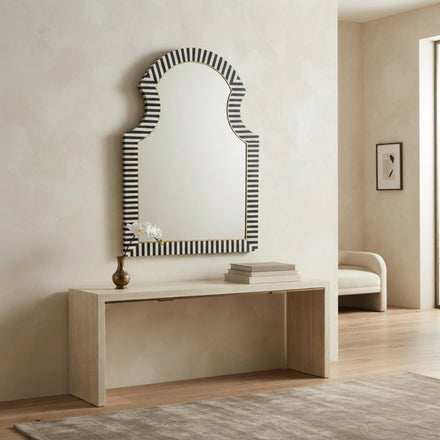 Black and White Bone Inlay Mirror | Luxury Wall Decor