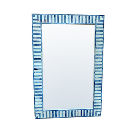 Blue Bone Inlay Unique Pattern Mirror Frame Home Decor Handcrafted Wall Decor