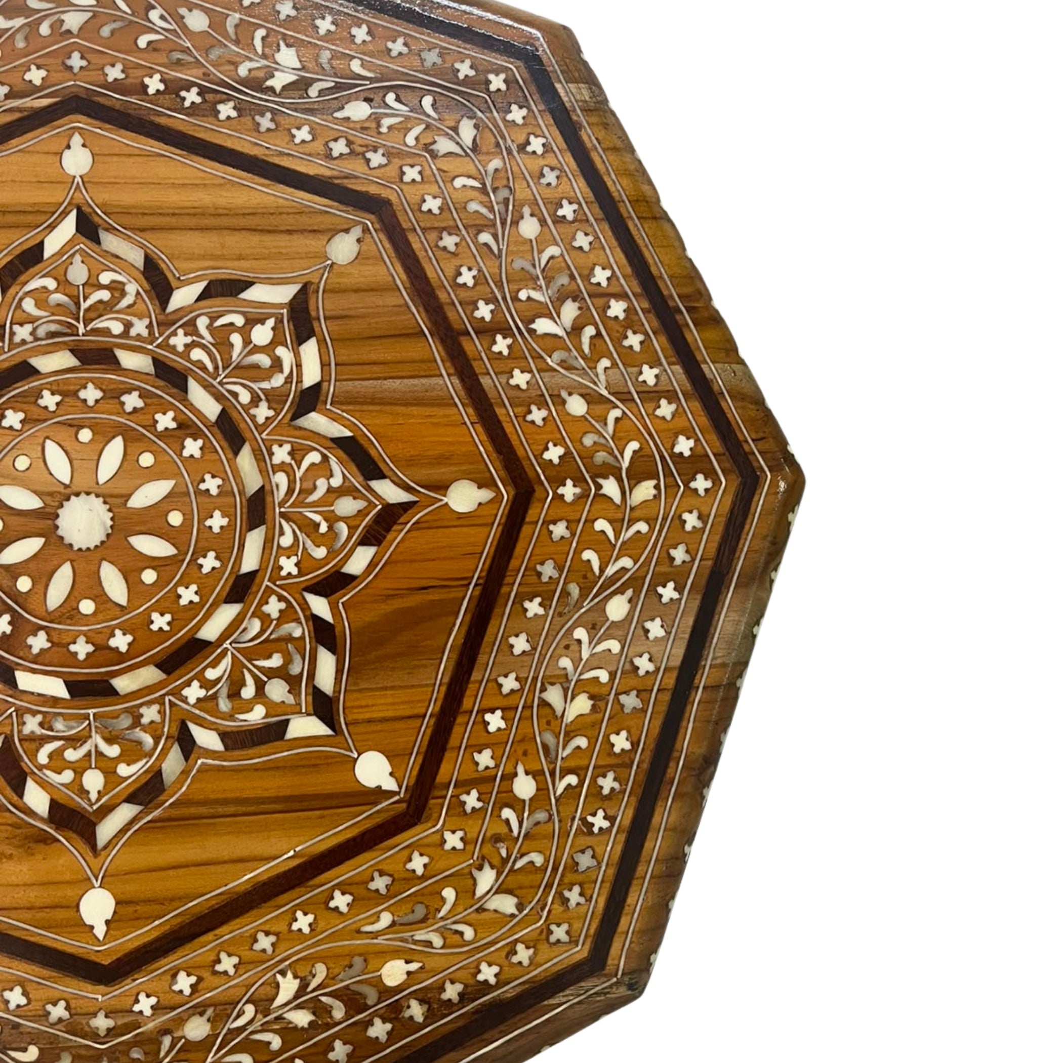 Handcrafted Teak Wood Bone Inlay side table 
