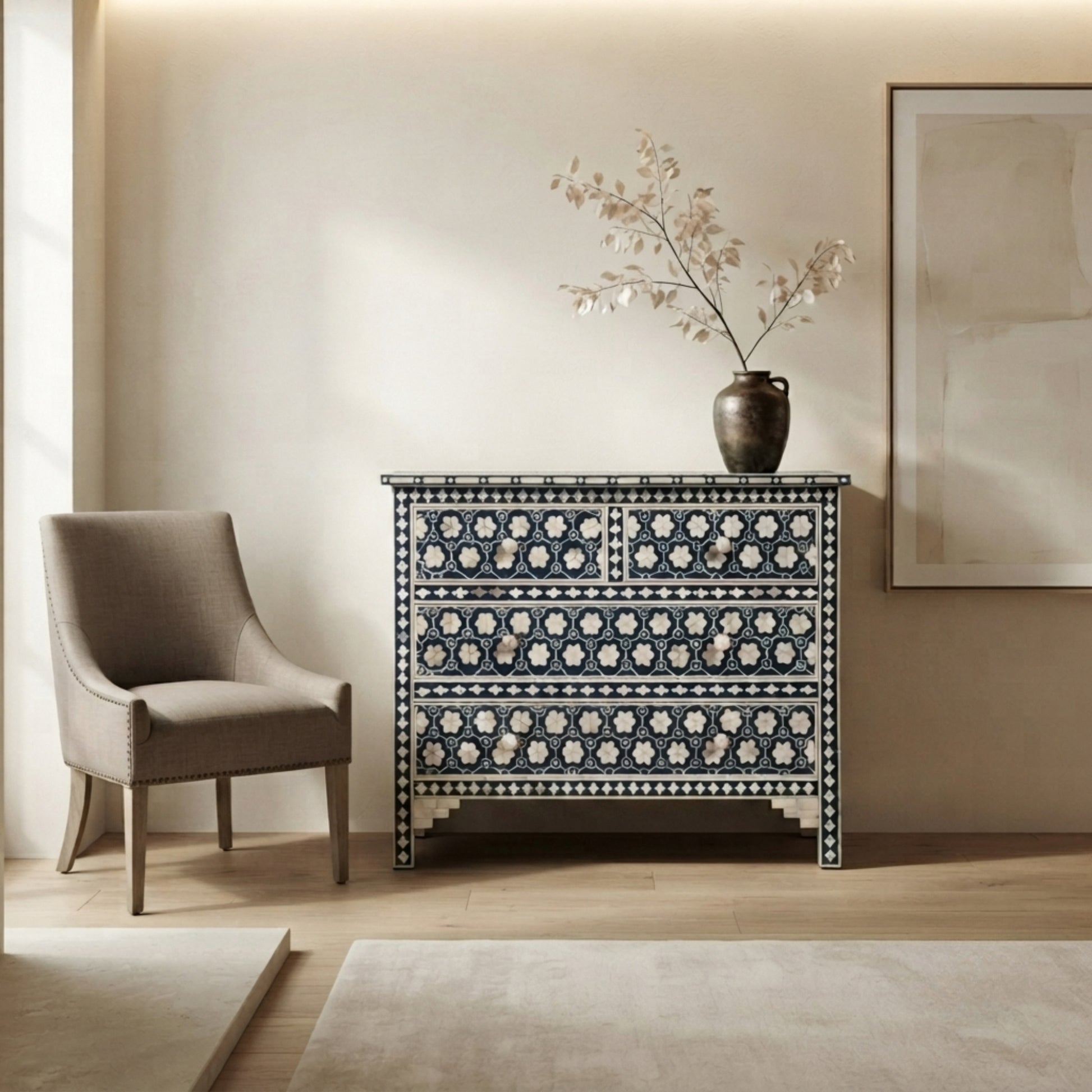 Bone Inlay Chest of Drawers 